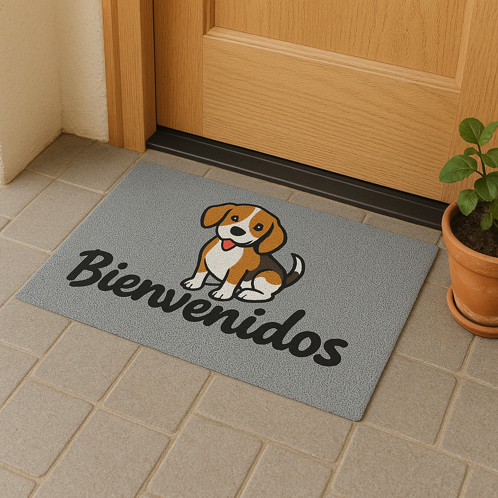 Limpiapies "Bienvenido" Perro Gris